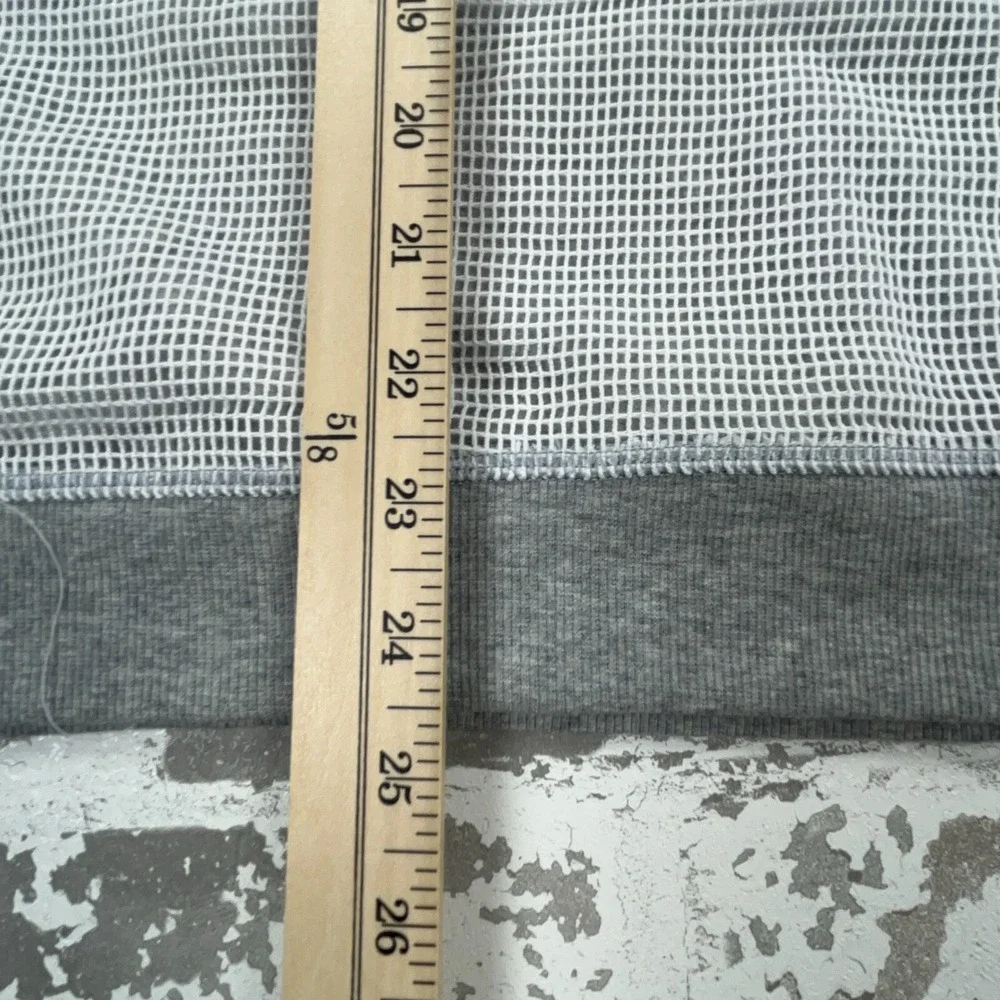 Victoria Secret Sweatshirt Women Large Gray White Sweater Open Mesh Back Gym Top - Picture 8 of 10